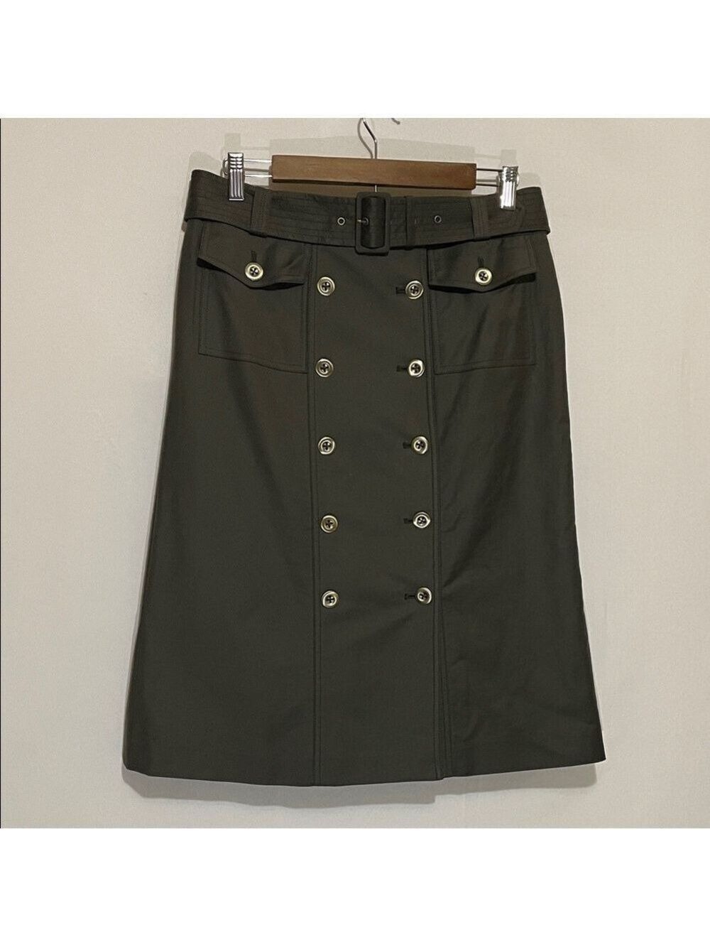 Ellen Tracy Olive Double-Breasted Pencil Skirt Sz8